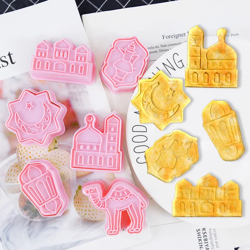 

6pcs/set Ramadan Decoration Eid Mubarak Cookies Cutters Moon Star Camel Biscuit Mold Islamic Muslim Party DIY Cake Baking Tools