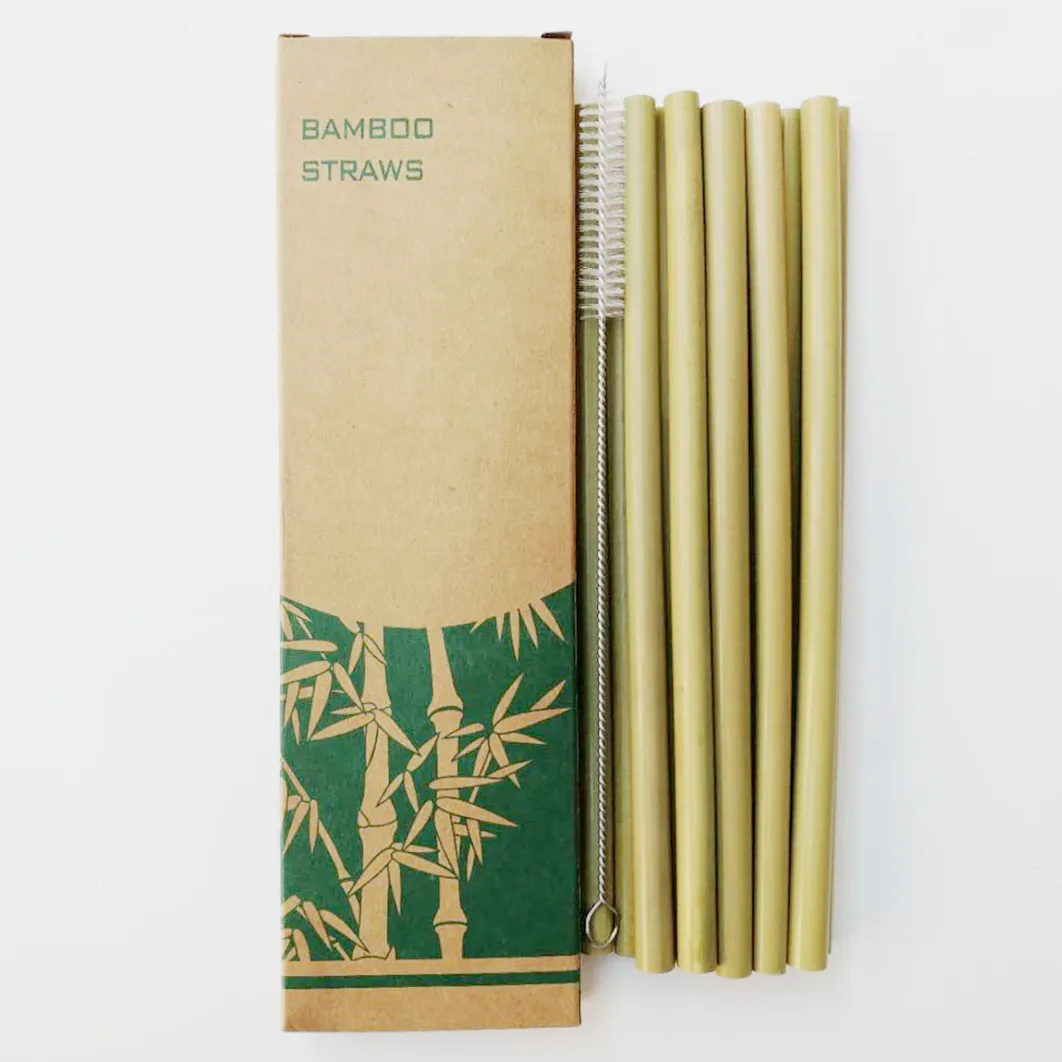 green bamboo straw 12 шт. соломинки для питья зеленые многоразовые бамбуковые соломинки с экологически чистой бамбуковой соломинкой украшения Подарочные вечерние аксессуары для бара - Цвет: green bamboo straw