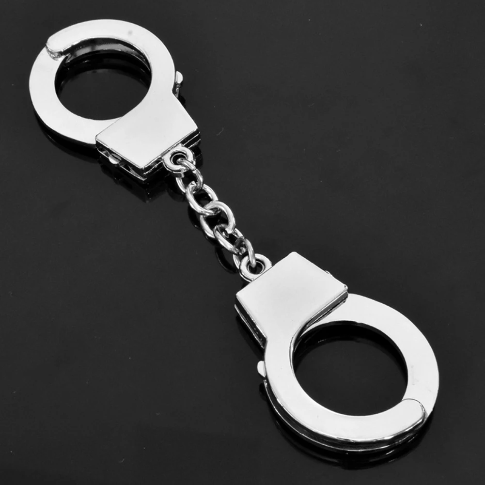 Уникальный металлический Серебряный мини брелок для ключей кольцо наручников