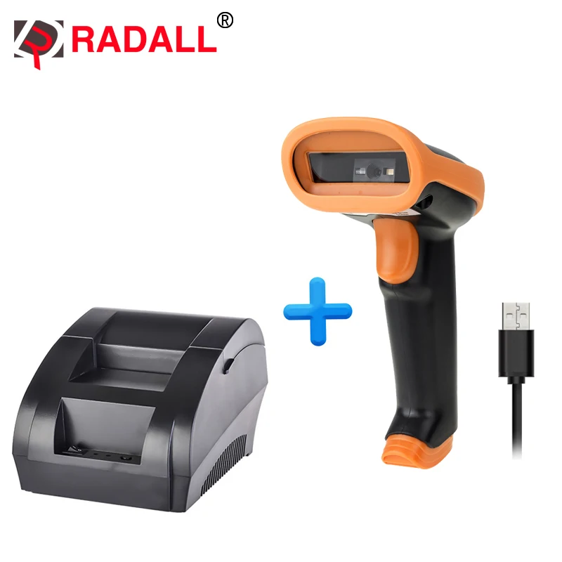 

RD-5890K 58mm thermal receipt printer and RD-S1 laser Barcode Scanner for Supermarket POS Machine wired thermal printer