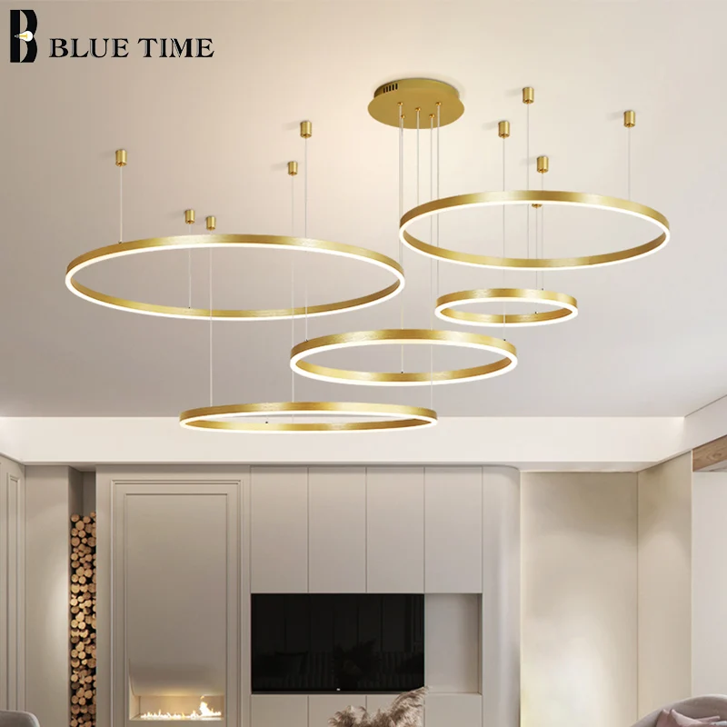Скидка Современный светодиодный подвесной светильник, комнатное освещение, круглые кольца, подвессветильник льник для гостиной, столовой, светод...