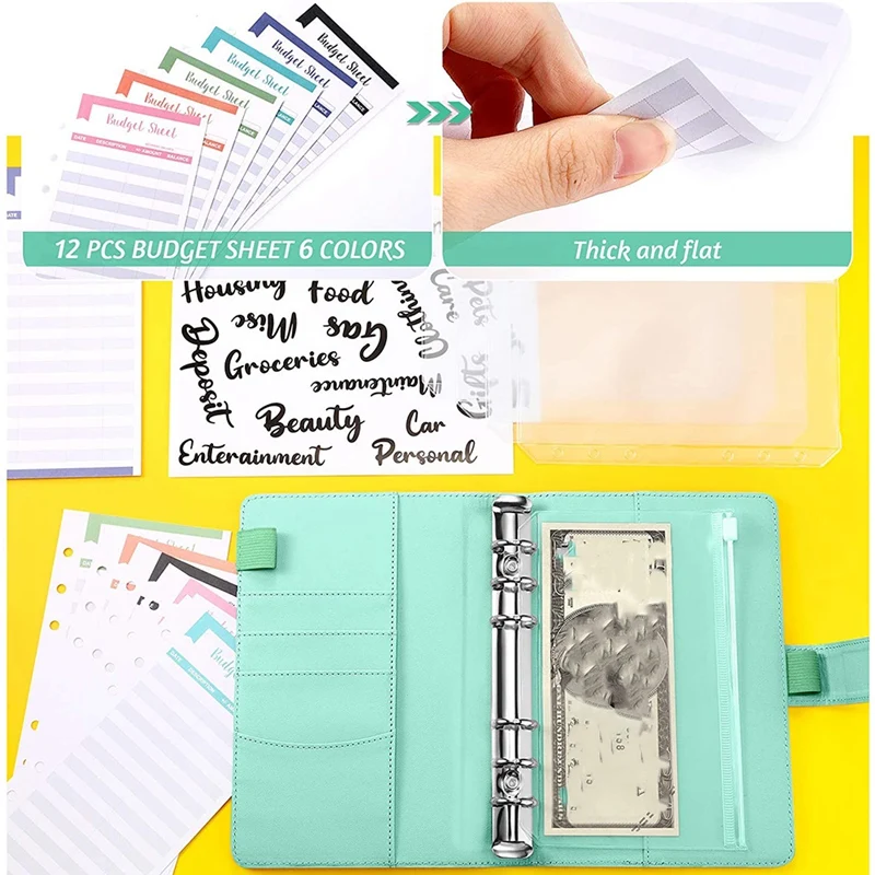 A6 PU Leather Notebook Binder Budget Planning Notepad 6 Ring Covers for Bill | Канцтовары для офиса и дома