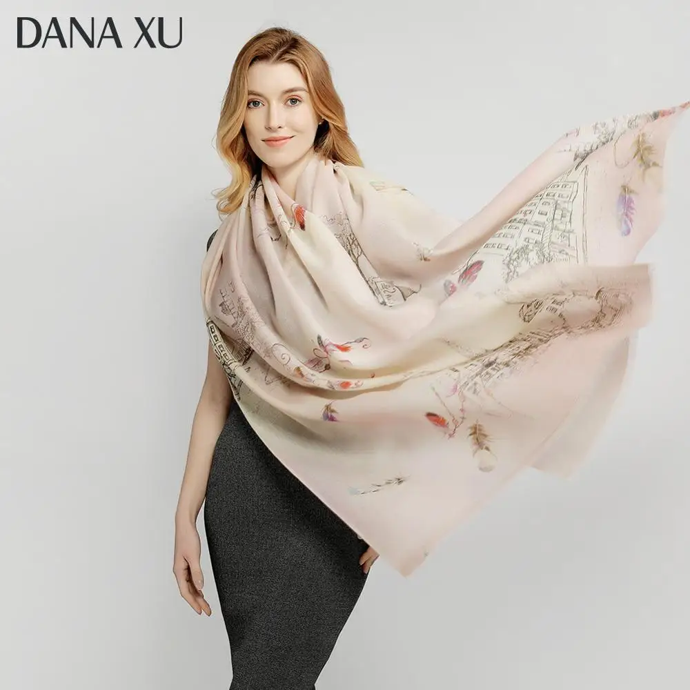 Женские кашемировые шарфы зимние теплые мягкие шали из пашмины шерстяные