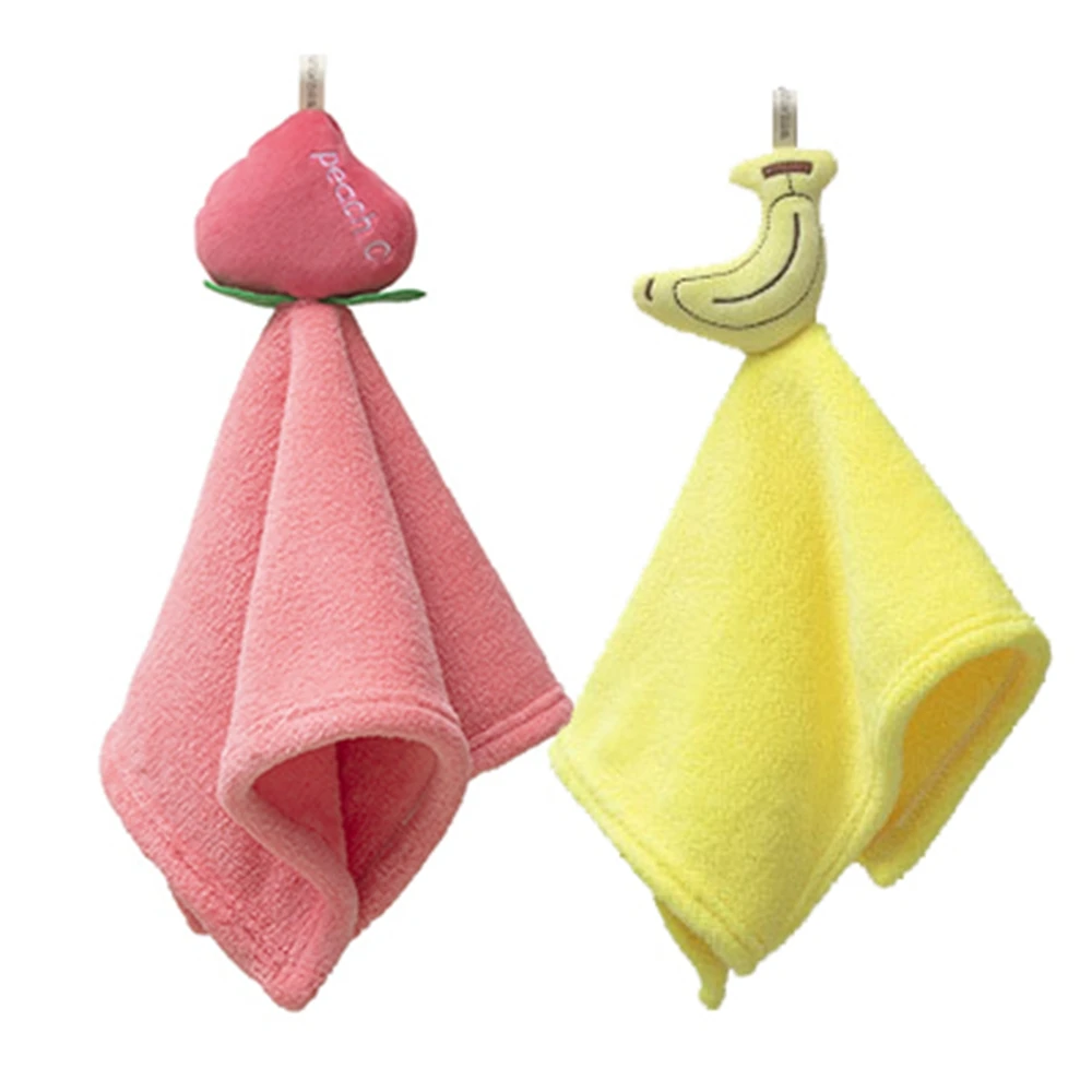 

1Set Fruit Coral Fleece Soft Absorbent Washcloth For Kids Cute Hand Towel Kitchen Hangable Towel For Facecloth Bath Towel Handke