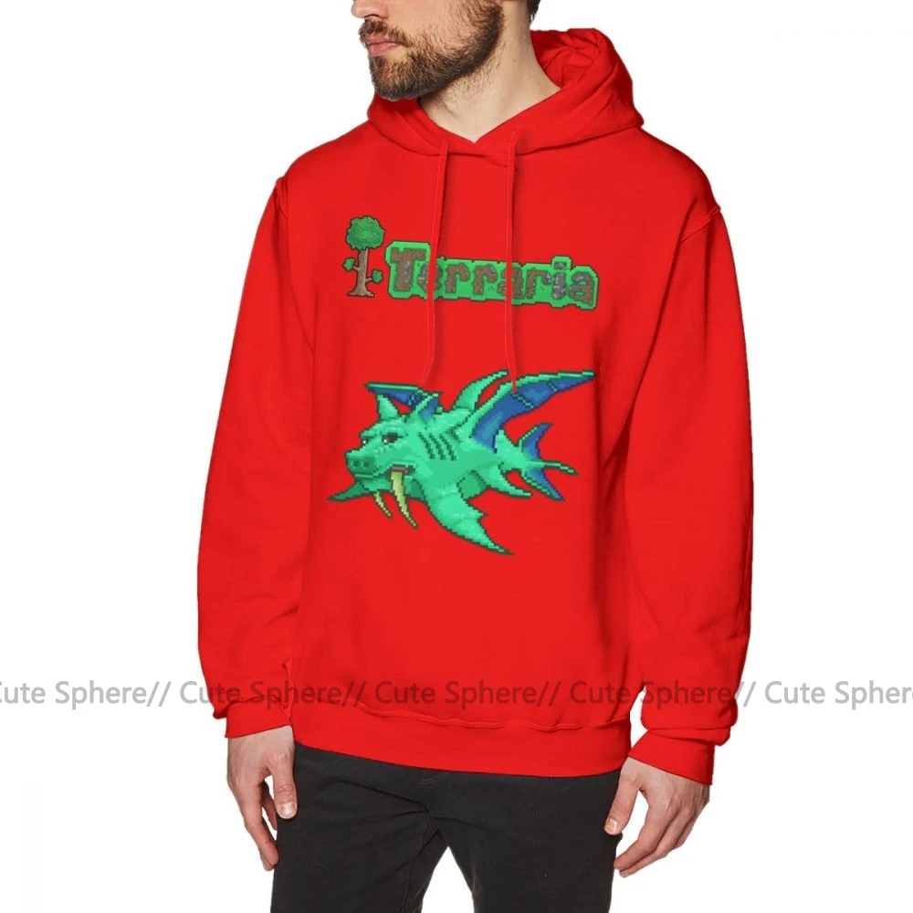 Terraria/худи Terraria Duke Fishron, толстовки, Осенний ХХХ пуловер, худи, длинная Хлопковая мужская повседневная синяя уличная одежда, толстовки - Цвет: Red