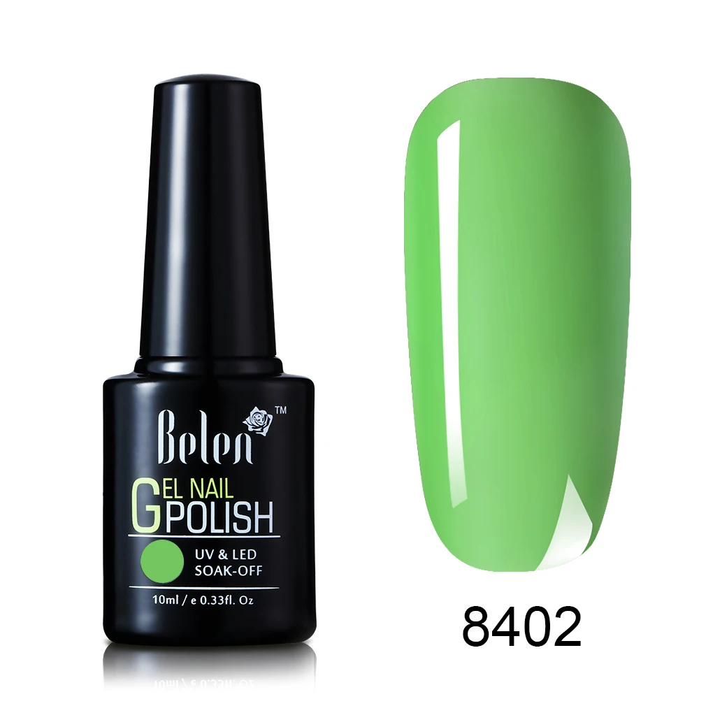 8402 Belen Бирюзовый Гель-лак Soak Off UV светодиодный лак для ногтей праймер гель профессиональная эмаль Маникюр Гибридный Полупостоянный ногтей 10 мл - Цвет: 8402