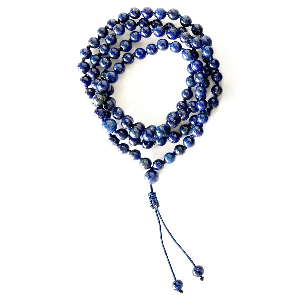 Ruberthen 6 мм Lapis Lazuli AdjustableHand браслет с узелками для медитации и молитвы 108 мала бусины
