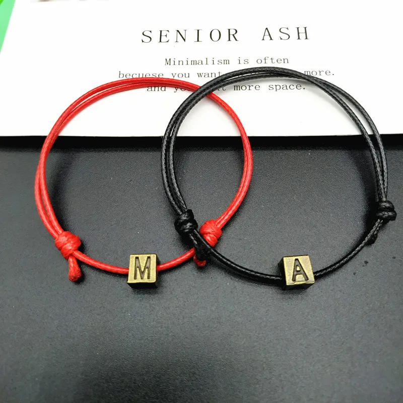 Мужской/женский винтажный браслет с буквенным принтом регулируемый цвета бронзы