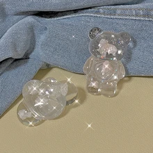 3D Cute Colorful Crystal Bear Grip Tok Korea Phone Holders Stand Griptok Socket For Phones Support Telephone iphone 13 Bracket
