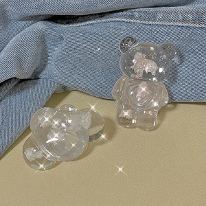 3d cute colorful crystal bear grip tok korea phone holders stand griptok socket for phones support telephone iphone 13 bracket free global shipping