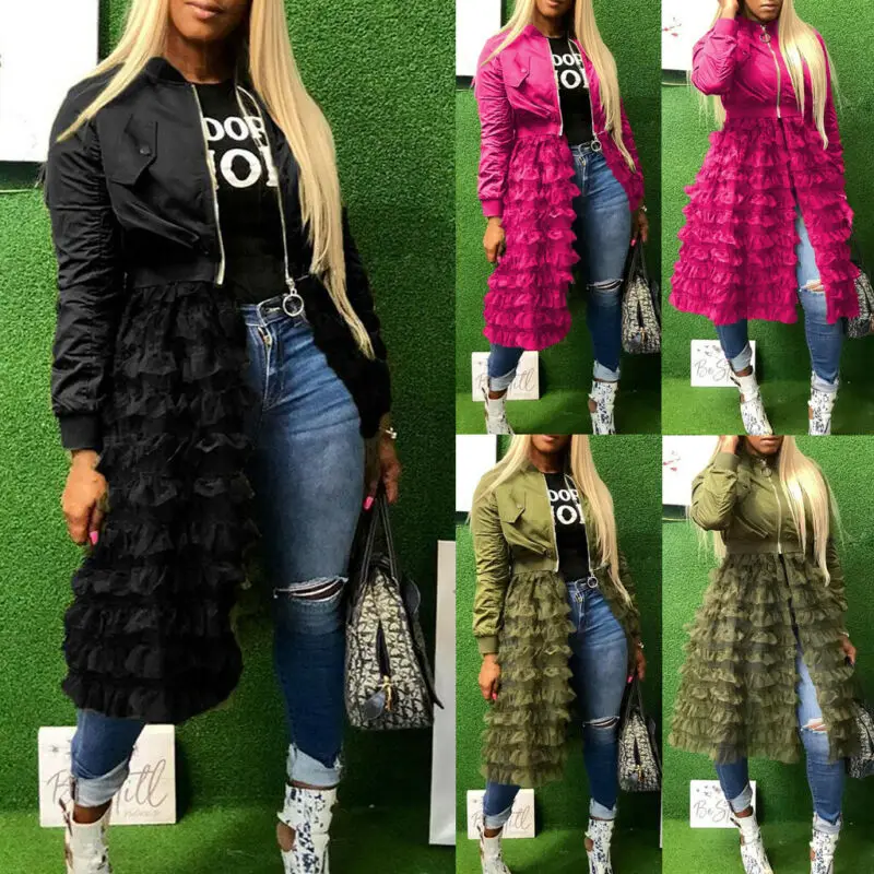 Женский армейский зеленый слой молнии гофрированная сетка отвесная Лоскутная