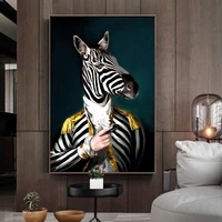abstract animal elephant lion zebra poster creative animal modeling wall art canvas painting print pictures entrance decoration
