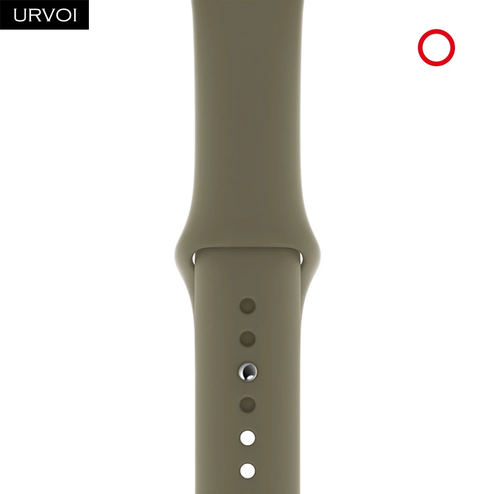 Khaki Спортивный ремешок URVOI для apple watch 5, 4, 3, 2, 1, силиконовый ремешок для iWatch 40 мм, 44 мм, застежка на булавке и застежке, новинка, сосновый зеленый - Цвет ремешка: Khaki