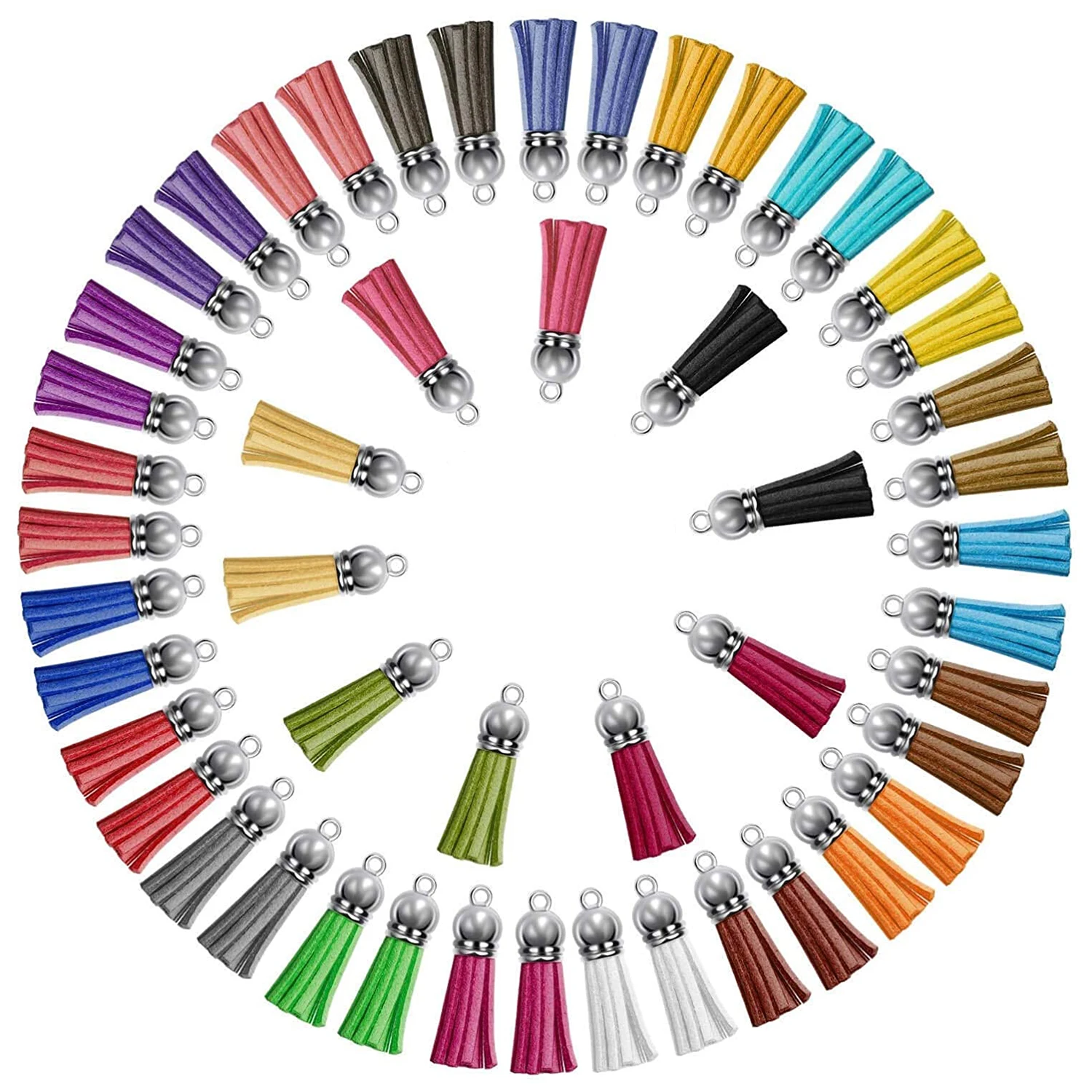 

Leather Tassel Pendants Faux Suede Tassel with Caps for Key Chain Straps Cellphone DIY Accessories, 27Colors 38 mm
