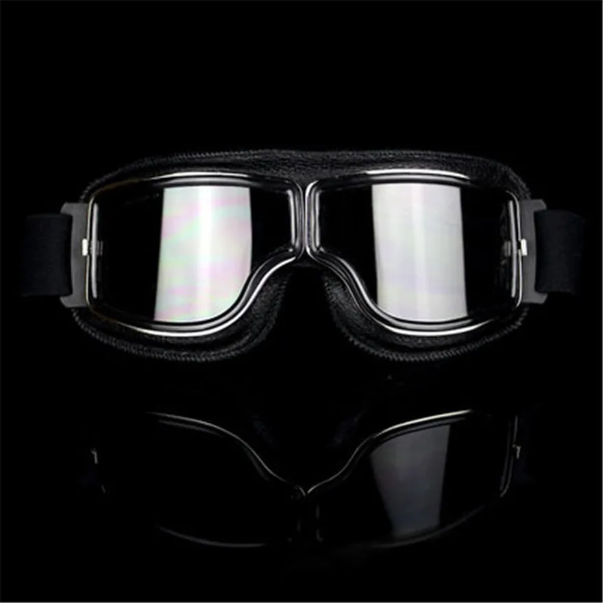

Latest Vintage Leather Motorcycle Goggles Collapsible Goggles Vintage Motorcycle Glasses Jet Pilot 4 Color Sunglasses