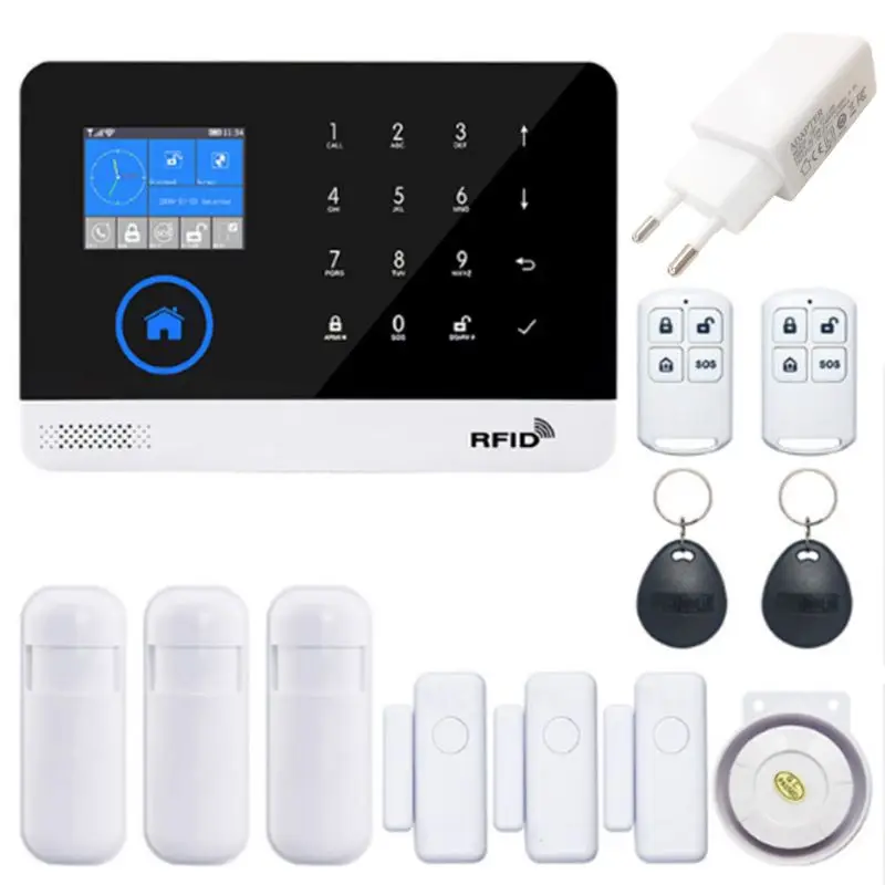 

2021 New Home Security Wireless WIFI GSM GPRS Alarm System APP Remote Control RFID Card Kit