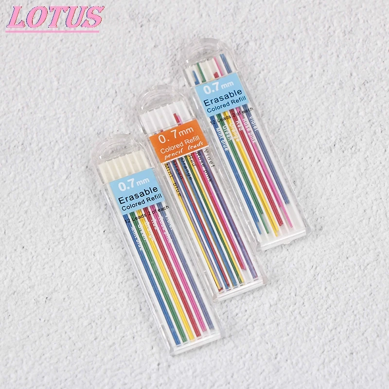 

3PCS Boxes 0.7mm Colored Mechanical Pencil Refill Lead Erasable Student Stationary Supplies Hotsale New Brands