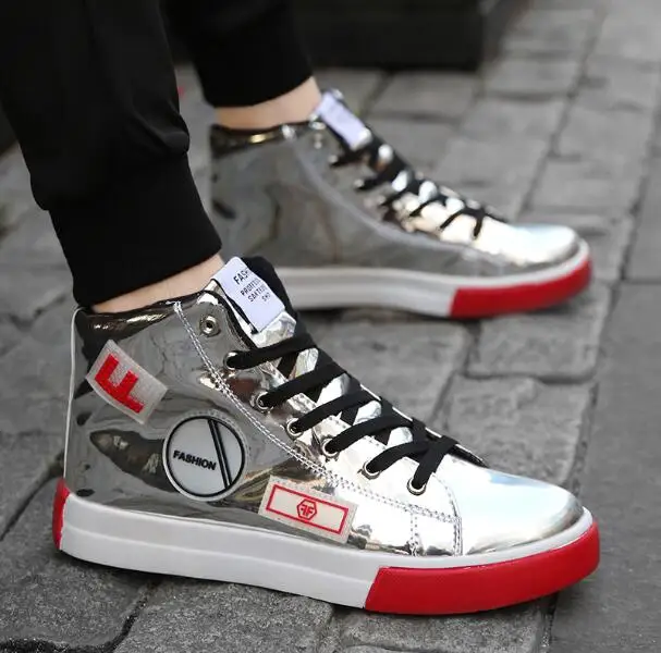 Мужская обувь для скейтборда из искусственной кожи с высоким верхом роскошная