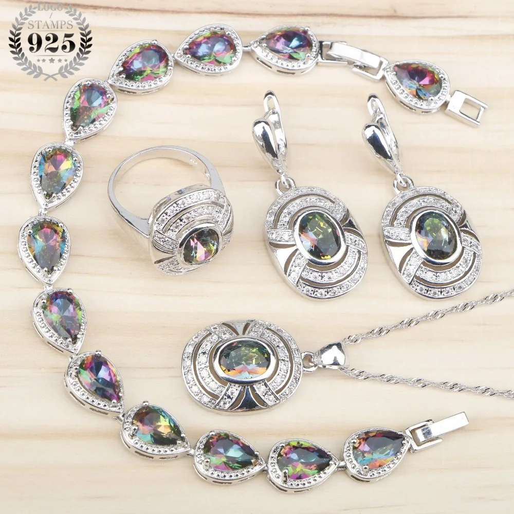 Женский ювелирный комплект из колье серёг и браслета серебра 925 пробы | Украшения