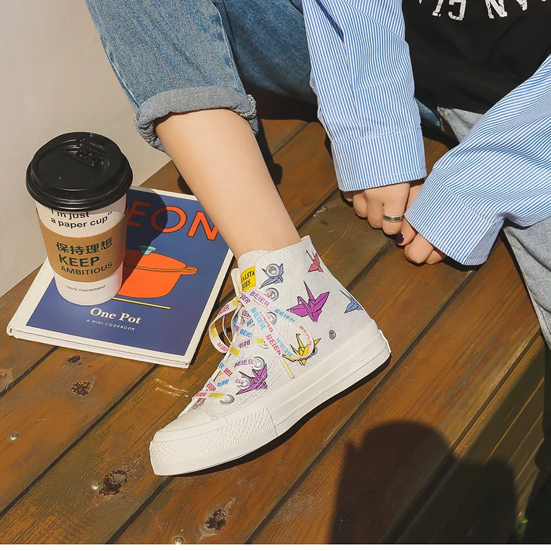 Кеды женские с защитой от ультрафиолета высокие холщовые кроссовки на шнуровке