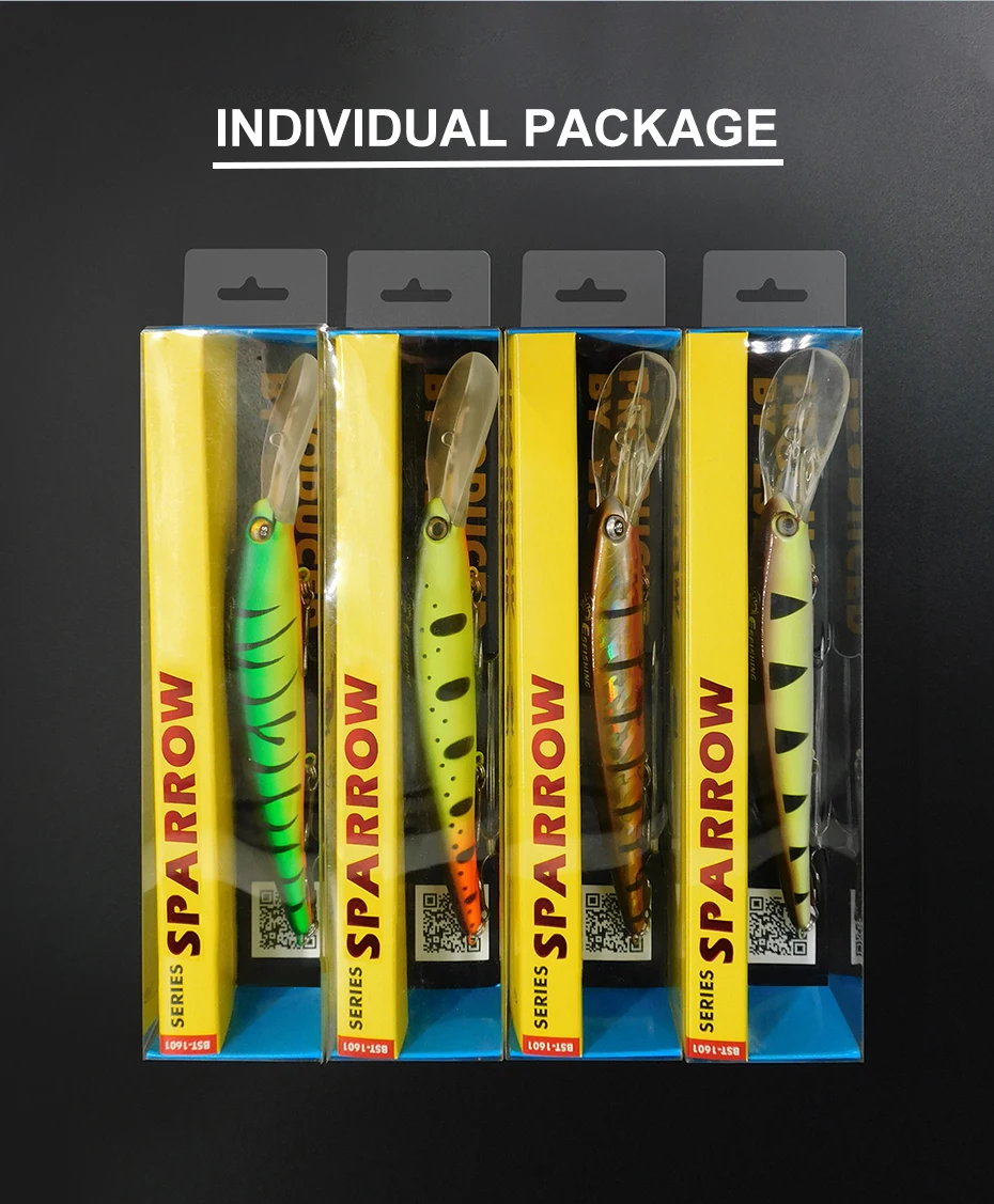 ESFISHING Professional Quality Hard Lure Sparrow 12cm19g Bait Drive 0-3.5m Wobblers Minnow New arrive