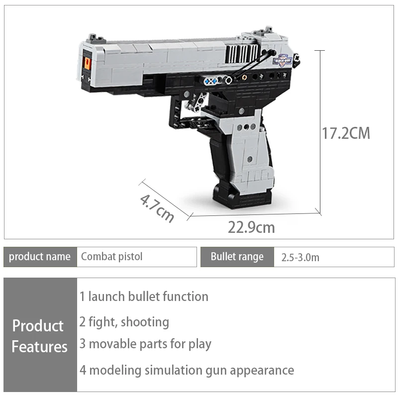 

cada Desert Eagle Pistol MK23 Pistol Uzi submachine gun military ww2 Building Blocks For Technical city police swat Can