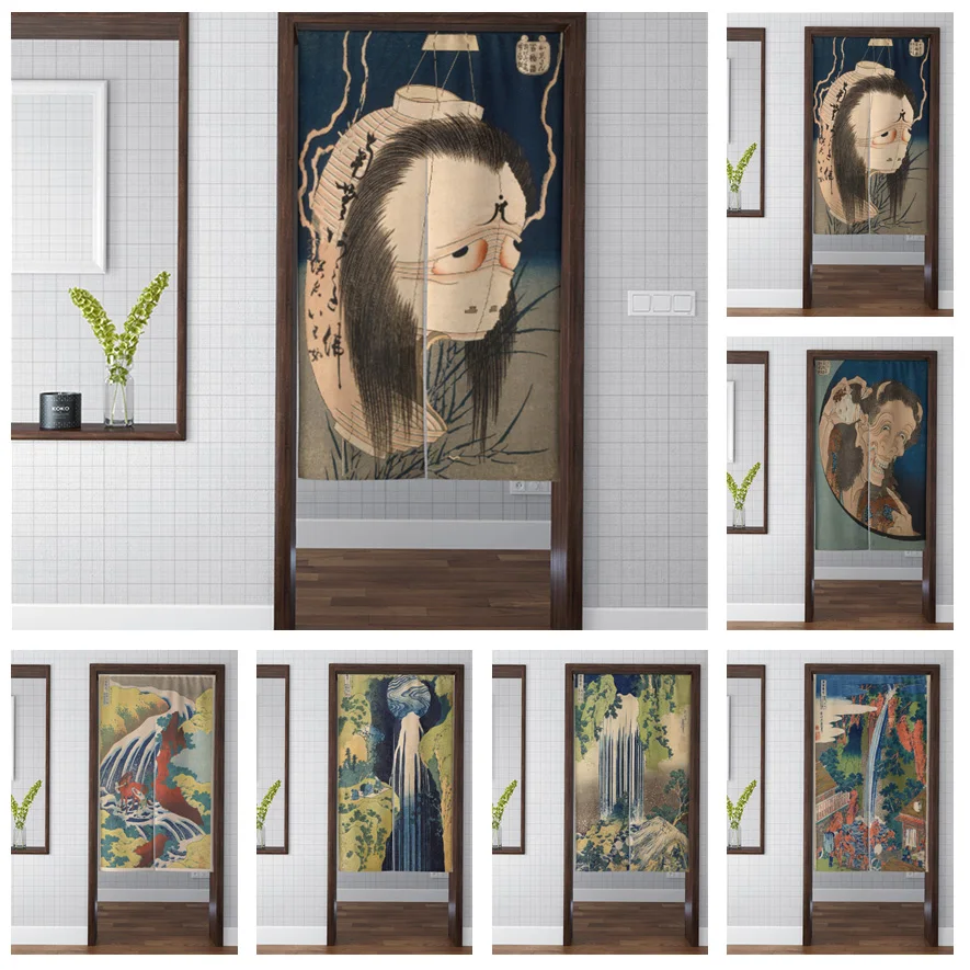 

Japan Noren Katsushika Hokusai Ukiyo-e Painted Door Curtain Hyakumonogatari Pattern Door Curtain Kitchen Doorway Entrance Decor