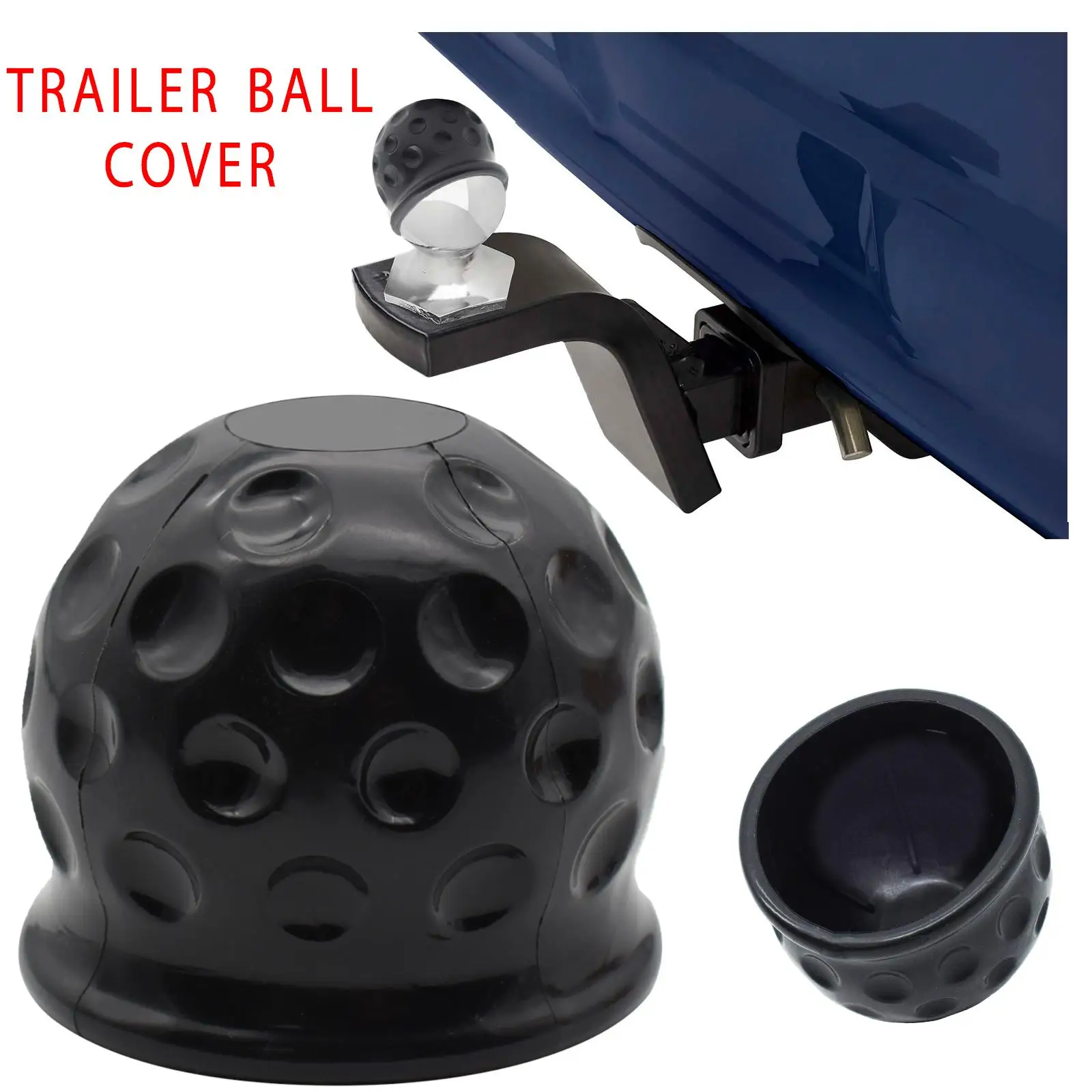 

Tow Bar Cap Towing Hitch Trailer Ball Cover Caravan Truck Trailer Towball Protect 50Mm Rubber Black Universal Car Accessories