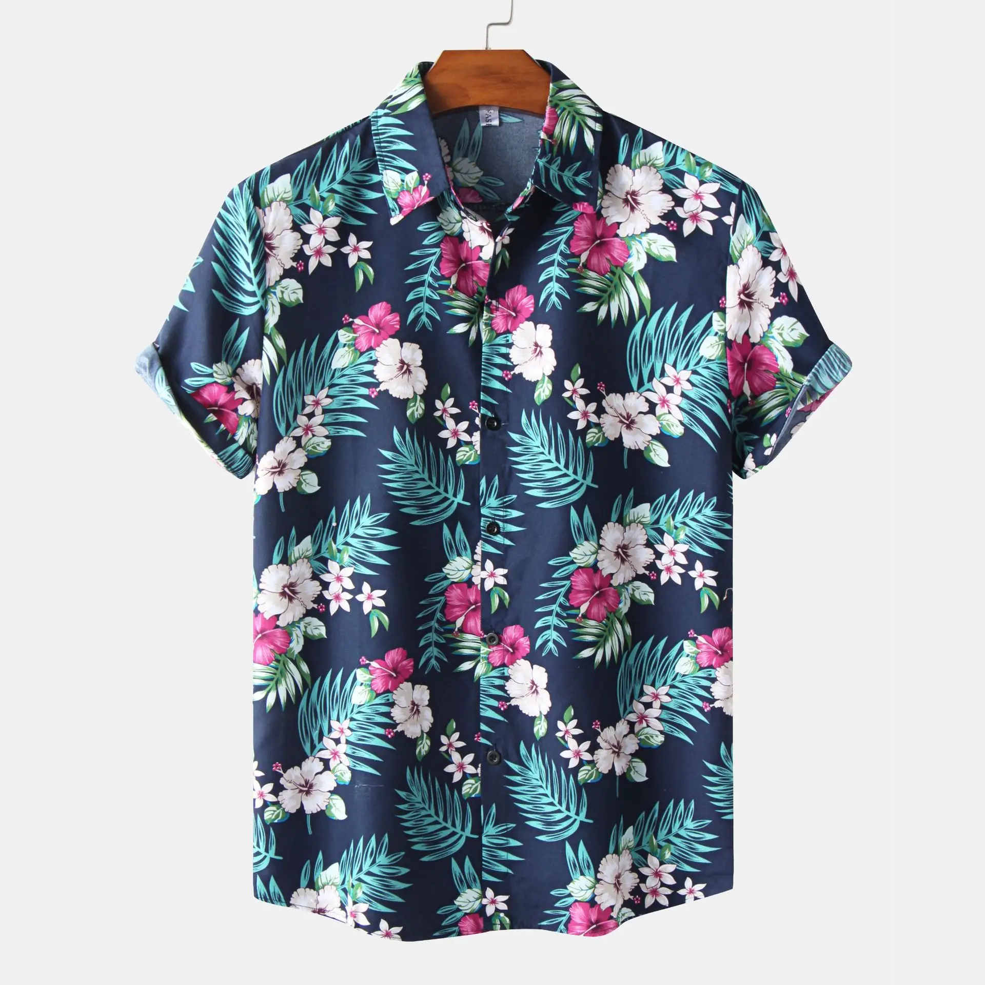 

Mens Hawaiian Shirts Ethnic Style Floral Printed Short Sleeve Button Down Casual Beach Shirts for Men Blouse Tops Chemise