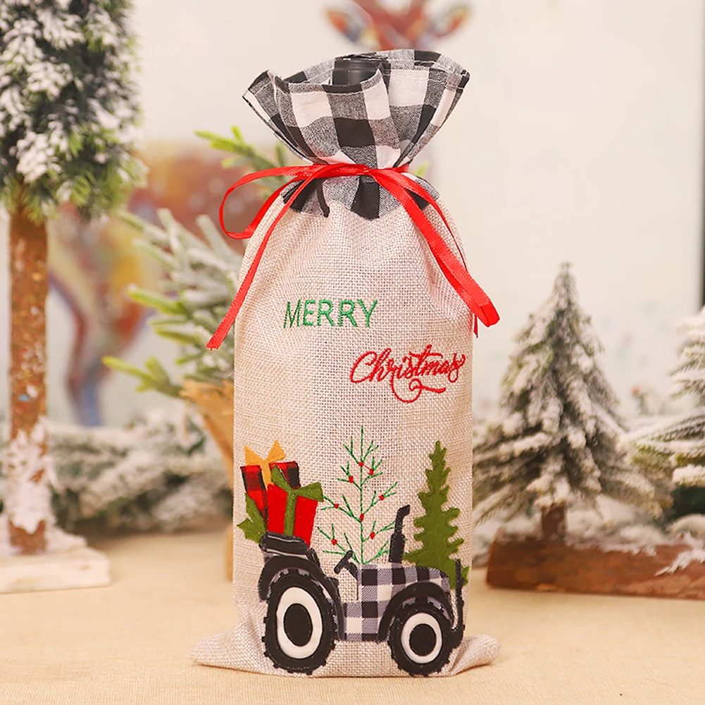 Рождественские украшения Санта Клаус винные Чехлы Снеговик Шампань подарки