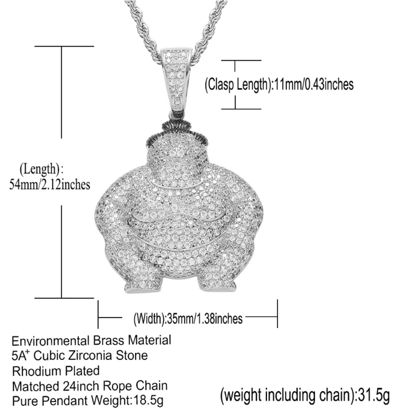 Роскошное ожерелье с кулоном в стиле хип-хоп кубическим цирконием класса ААА