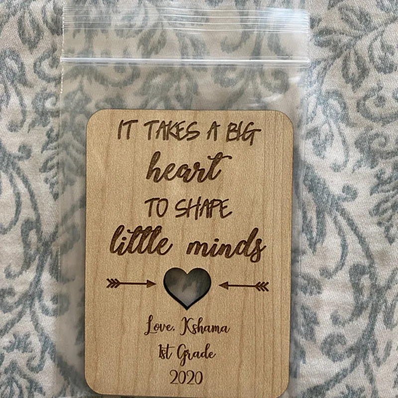 Personelized древесины спасибо день рождения ребенка Подарочная магнит индивидуально