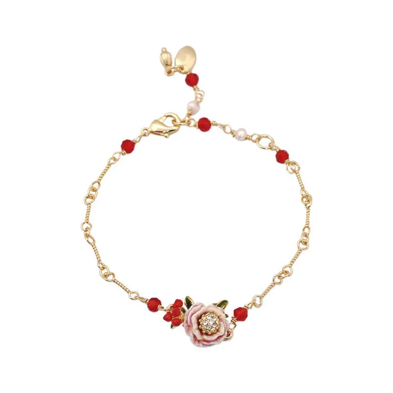 

European and American Fashion Personality Trend Simple New Forest Style Artificial Hand-painted Flower Adjustable Bracelet