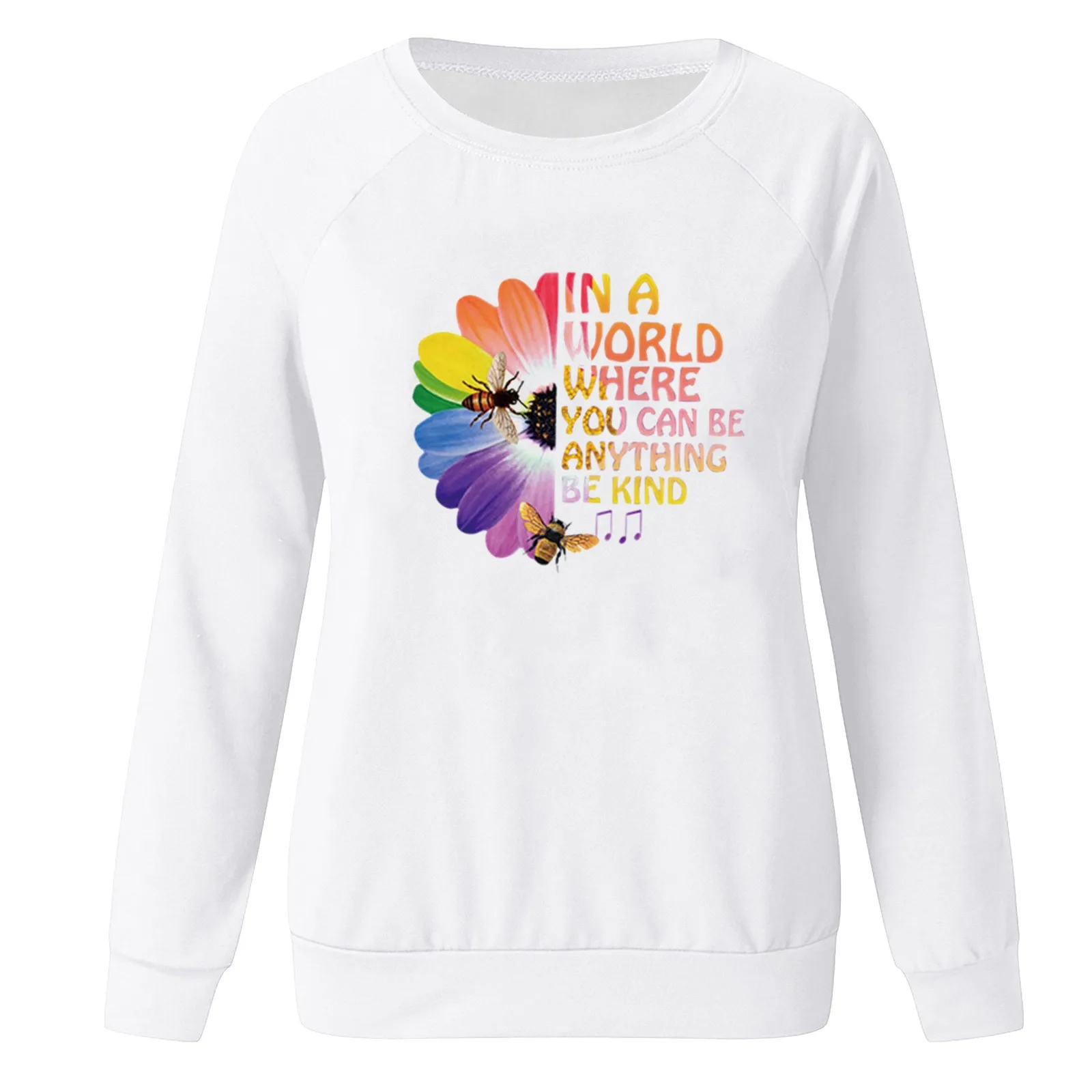 59# 2021 New Creative Women Flower Print Casual Printing Long Sleeve Sweatshirt Pullover Tops Blouse Sweatshirt Female Plus Size