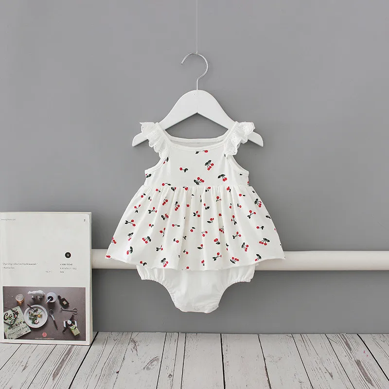 Летняя одежда для новорожденных боди маленьких девочек комбинезон с принтом