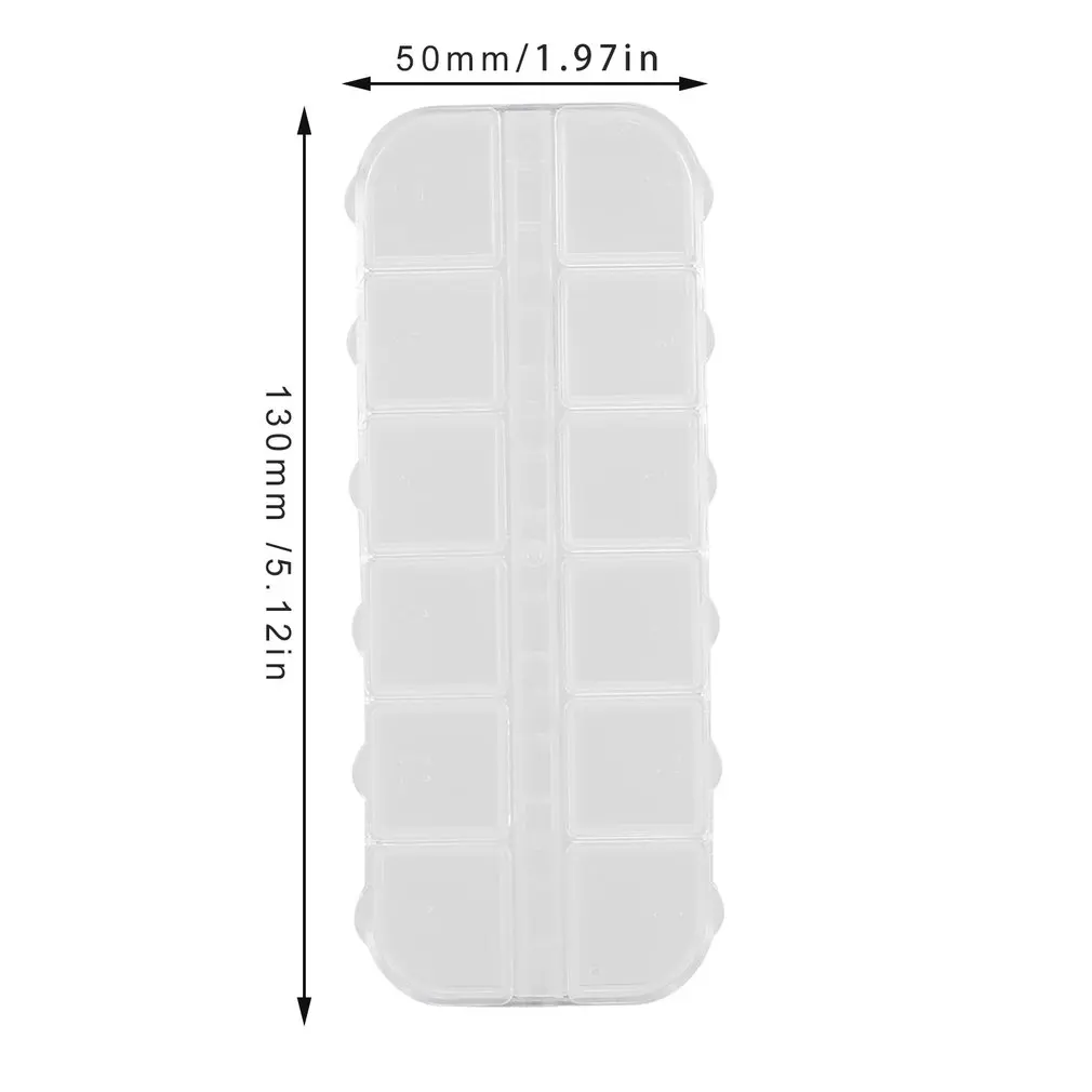 

12/28 Grid Compartment Transparent Medicine Jewellery Packing Plastic Removable Nail Art Tool Storage Case