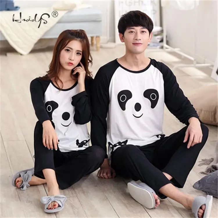 

Pajamas For Couples Striped Cartoon printing Comfortable Lady's Long Sleeve Long Pant Leisure Home Clothes and Nightwear Suit