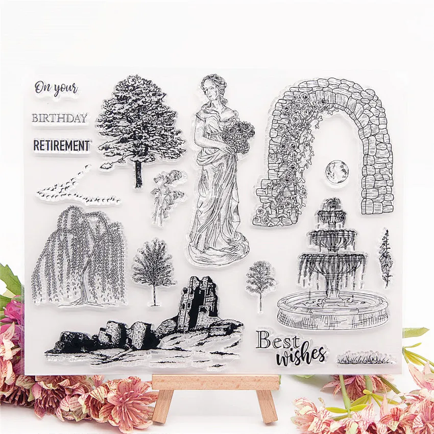 

22*17.5CM Landscape Transparent Clear Stamps / Silicone Seals Roller Stamp For DIY Scrapbooking Photo Album/Card Making