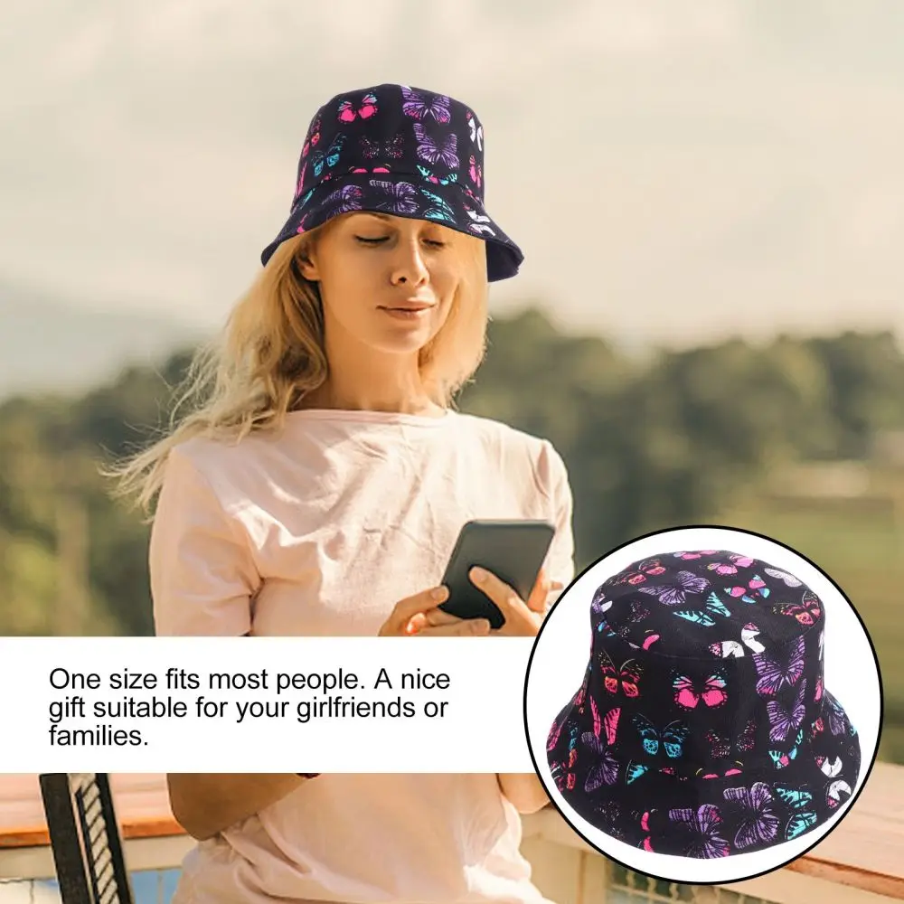 

Reversible Fisherman Hat Lovely Butterflies Printed Anti-UV Cap Fisherman Cap