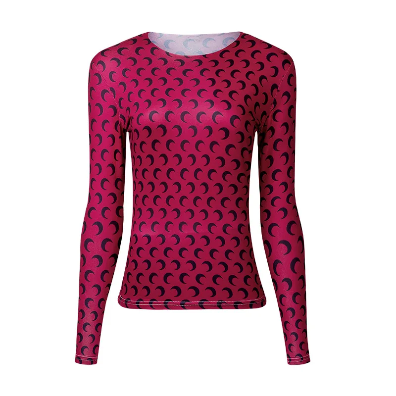 S-4XL женские топы весна-лето 2019 сексуальные с длинным рукавом и принтом Луны