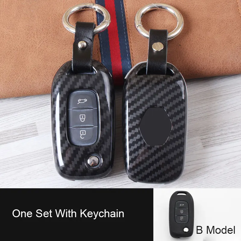 B Model One Set Карбоновый чехол для ключей ABS для Renault Koleos kadjar Scenic Megane Sandero без ключа пульт дистанционного Fob оболочка Защитная крышка авто аксессуары - Название цвета: B Model One Set