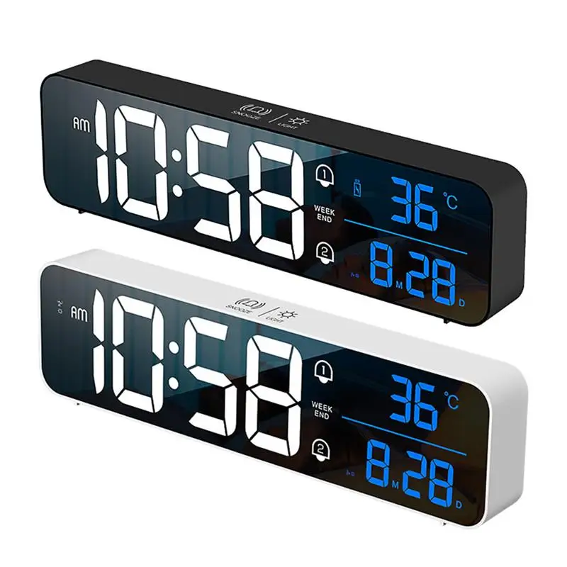 

Music LED Digital Alarm Clock Temperature Date Display Desktop Mirror Clocks Home Table Decoration Electronic Clock Despertador