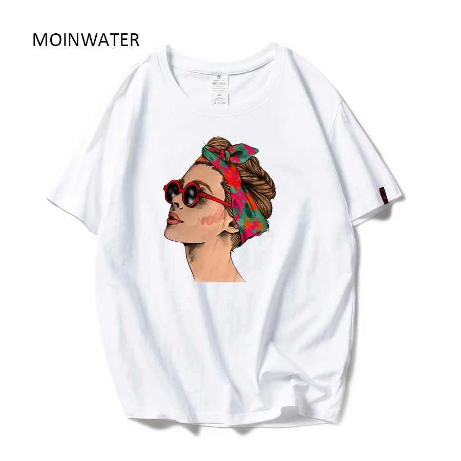 Женская футболка с короткими рукавами MOINWATER повседневная хлопковая Футболка в