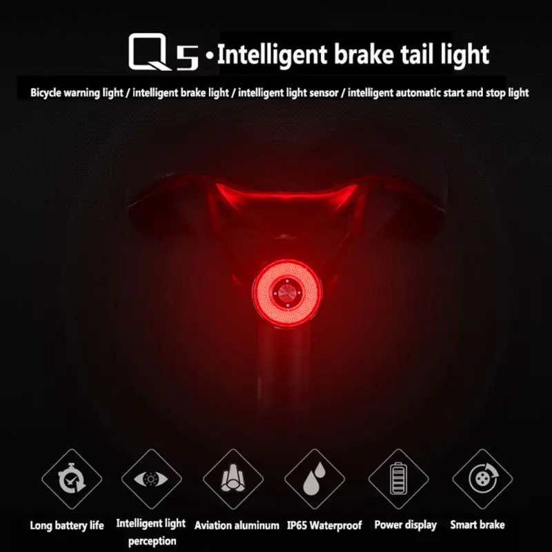 

Smart Bike Light Auto Sensing Light Waterproof LED Charging Cycling Taillight Road Bike Rear Light Accessories Bike Accessories