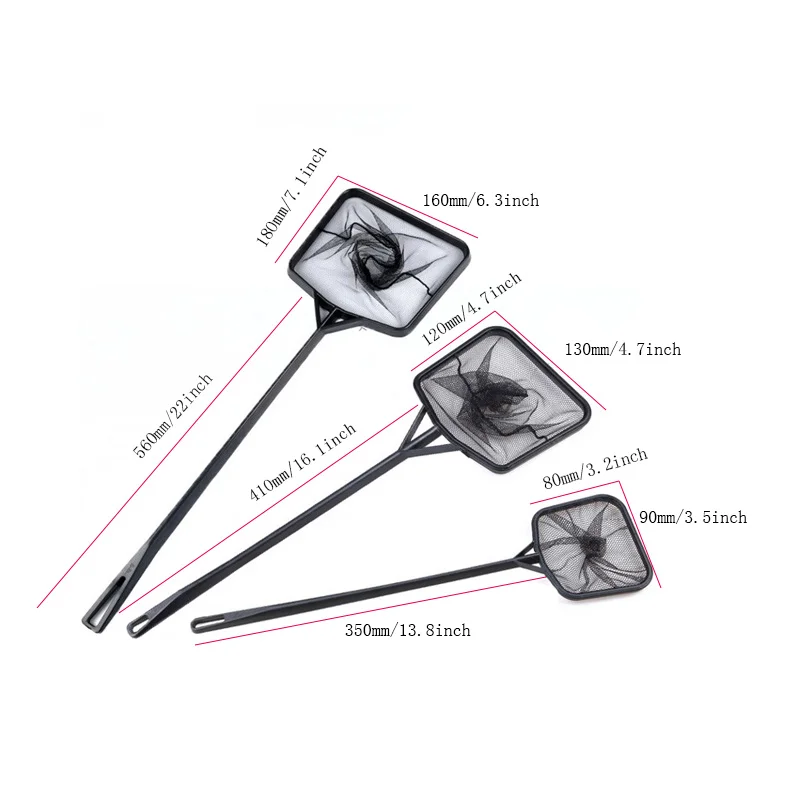Black Portable Long Handle Square Aquarium Fish Tank Landing Net Fishing Floating Objects Cleaning Tools | Дом и сад