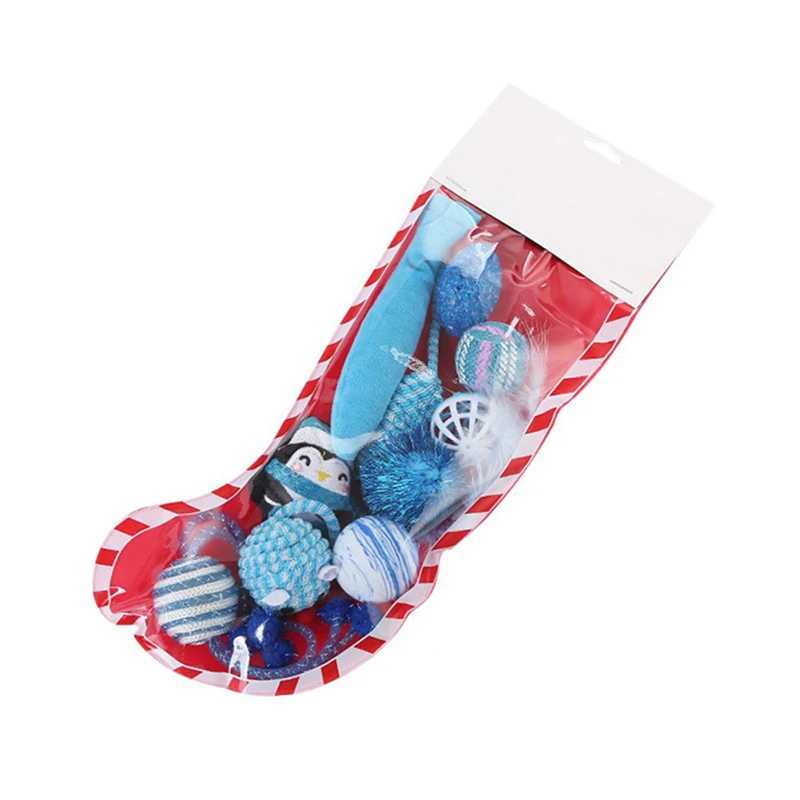 Sock Packing Pet Cat Toy Christmas Combination Set Mini Funny Playing Toys For Cats Colorful Plush 2021 New | Дом и сад