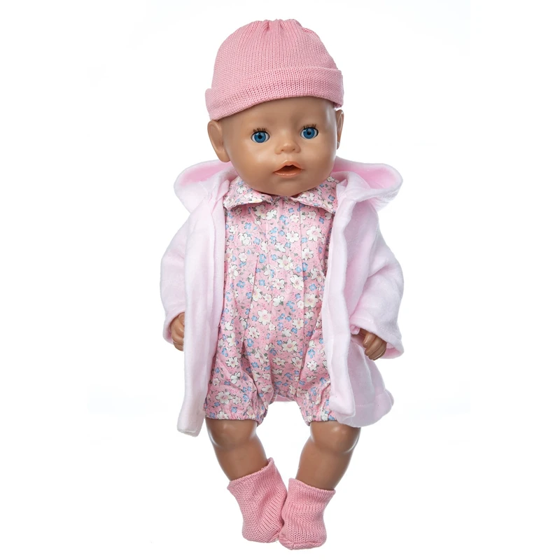 

2021 New Fit 17 inch Baby New Born 43cm Doll Clothes Accessories White Bunny 3-piece Suit For Baby birthday Gift