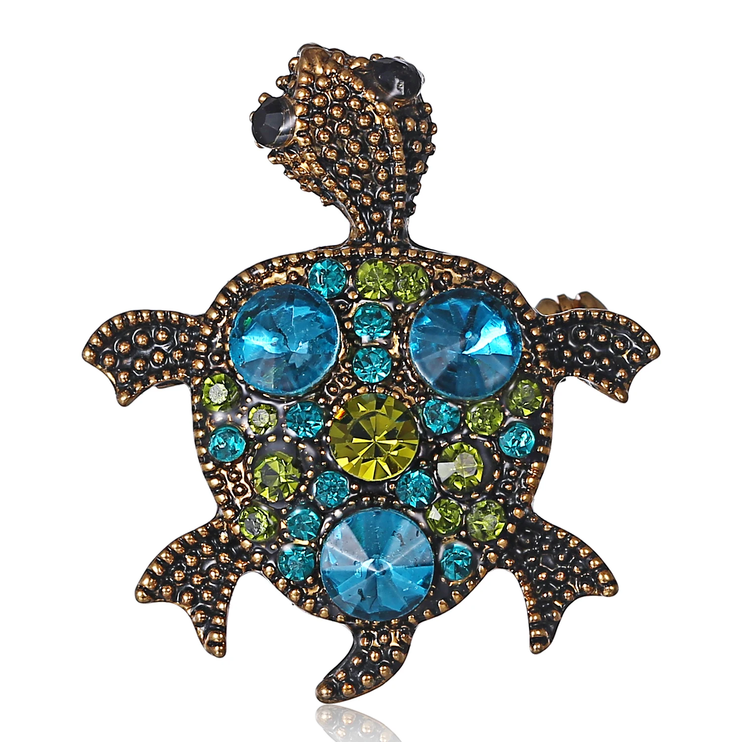 

RINHOO Blue Green Rhinestone Turtle Brooches For Women Men Vintage Enamel Animal Brooch Pins Fashion Jewelry Kids Christmas Gift