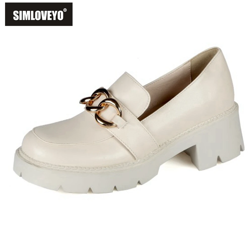 

SIMLOVEYO Spring Shoes Female British Style 2021 New Thick-soled College Style Casual Fashion Shoes Girls Platform Thick heel