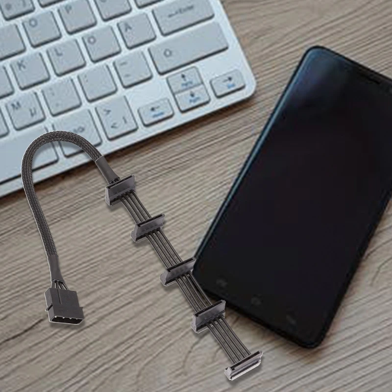 

R58A High Quality 1 Pcs Practical Durable PC Server 4 pins IDE Molex 1 to 5 SATA Power Cable Adapter Splitter Cables 18AWG